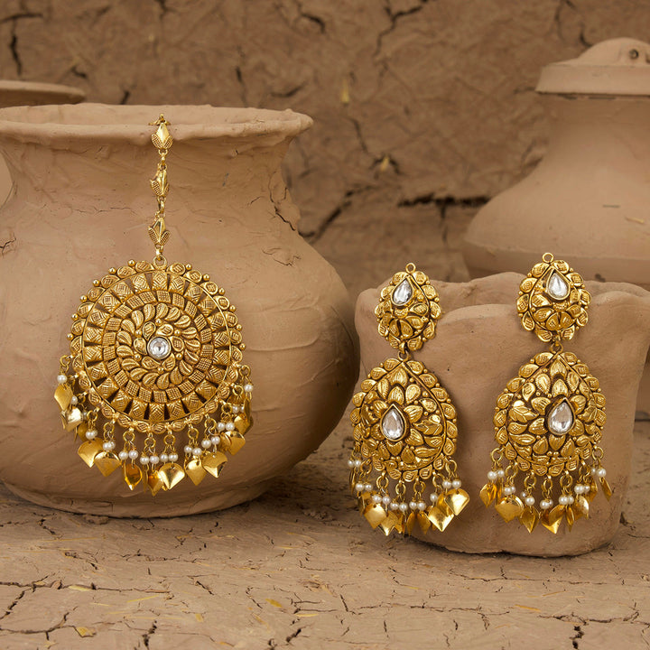Mehal  Earring Tikka Handcrafted Gold Plated