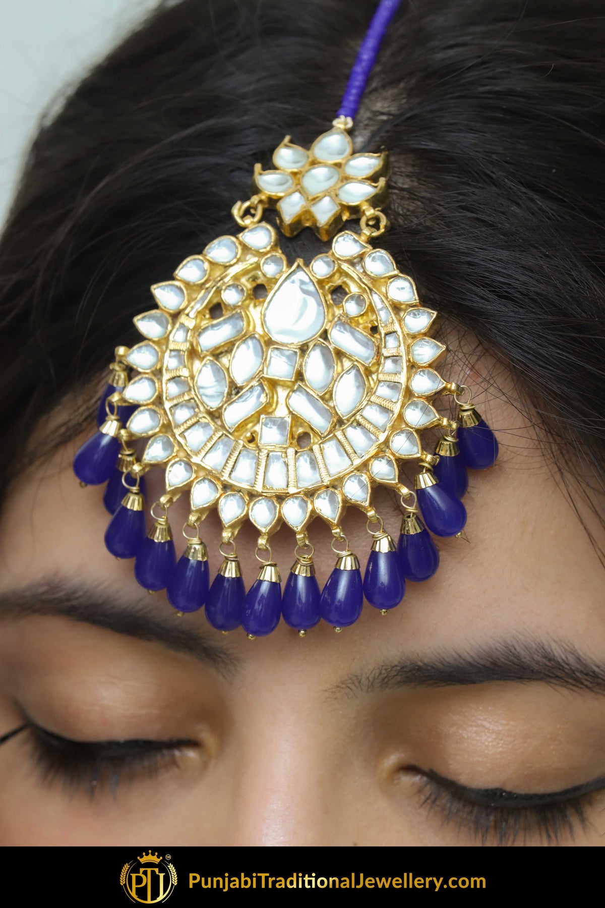 Barzah Blue Kundan Tikka | Punjabi Traditional Jewellery Exclusive