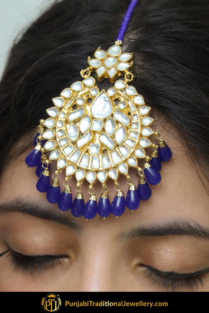 Barzah Blue Kundan Tikka | Punjabi Traditional Jewellery Exclusive