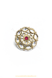 Gold Finished Rubby Kundan Ring By PTJ