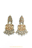 Gold Finished Semi Precious Mint/Pink Kundan Earrings by PTJ