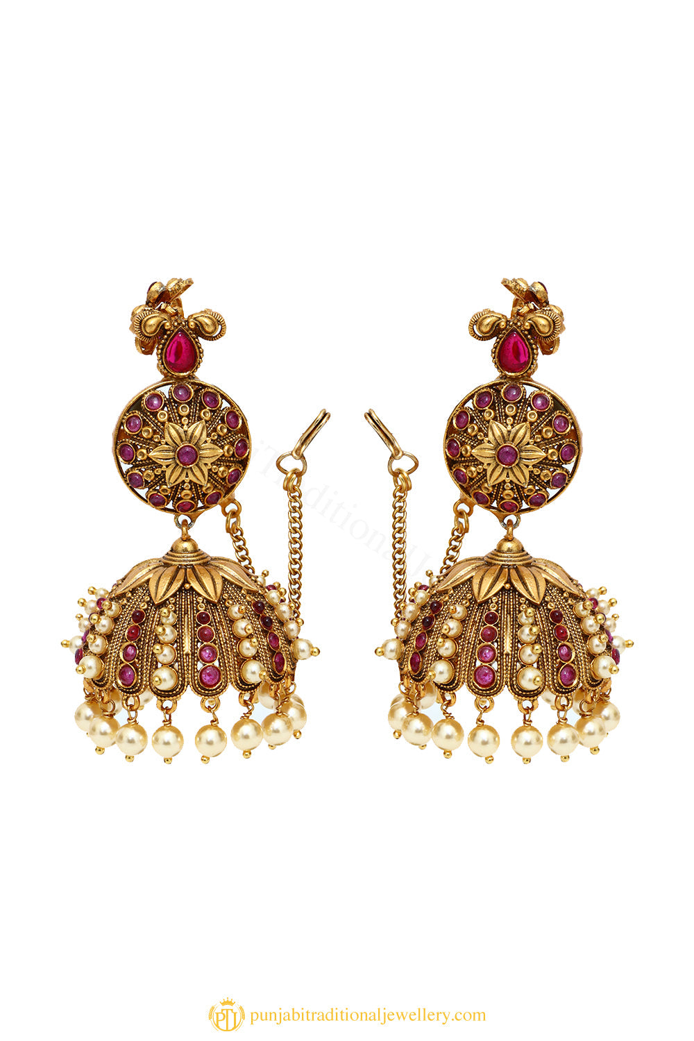 Gold Finished Earrings by PTJ