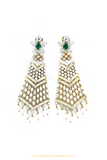 Gold Finished Emerald AD Earrings By PTJ