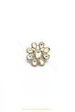 Gold Finished Navratan Kundan Ring By PTJ