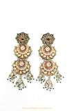 Gold Finished Semi Precious Rubby Emerald Kundan Earrings by PTJ