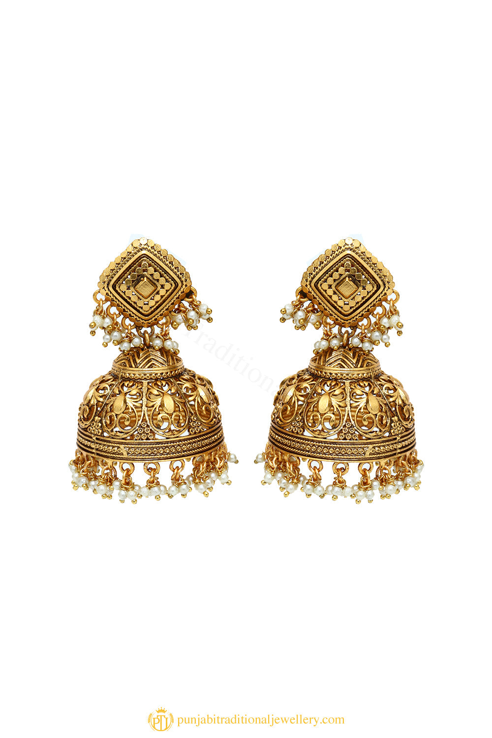 Gold Finished Earrings by PTJ