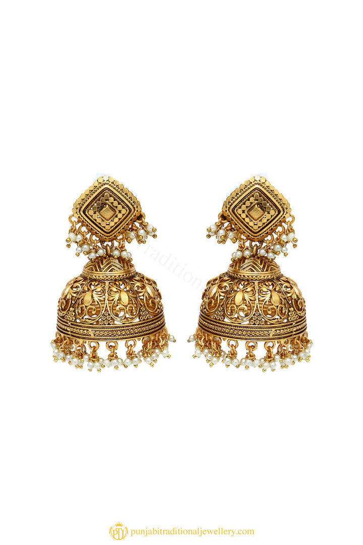 Gold Finished Earrings by PTJ