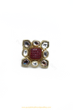 Gold Finished Navratan Kundan Ring By PTJ