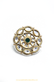 Gold Finished Emerald Kundan Ring By PTJ