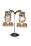 Antique Gold Finished Pink Jhumki Earrings by PTJ