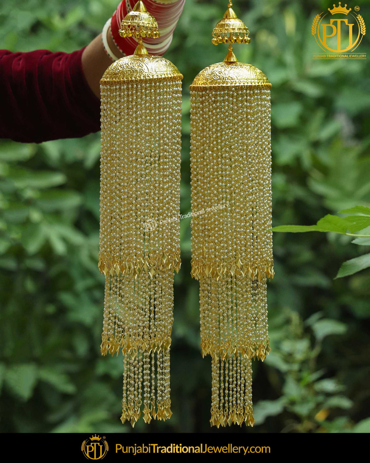 Gold Finished Pearl Pippal Patti Bridal Kalira | Punjabi Traditional Jewellery Exclusive