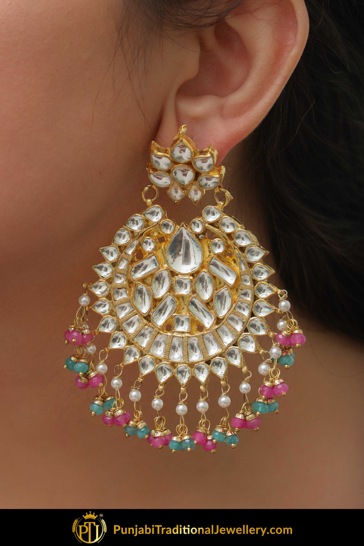 Anisa Red Green Kundan Earring Tikka Set | Punjabi Traditional Jewellery Exclusive