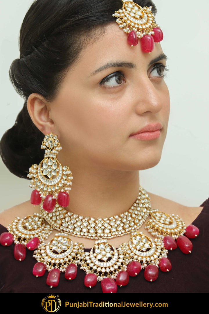 Daania Rubby Kundan Necklace Set | Punjabi Traditional Jewellery Exclusive