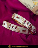 Gold Finished White Karra Bangles (Pair)| Punjabi Traditional Jewellery Exclusive