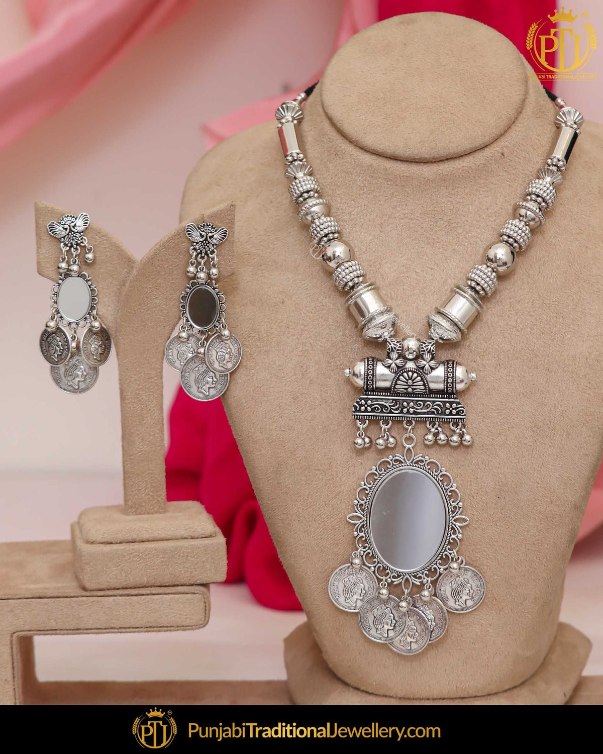 Oxidised Silver Afghan Long Necklace set | Punjabi Traditional Jewellery Exclusive