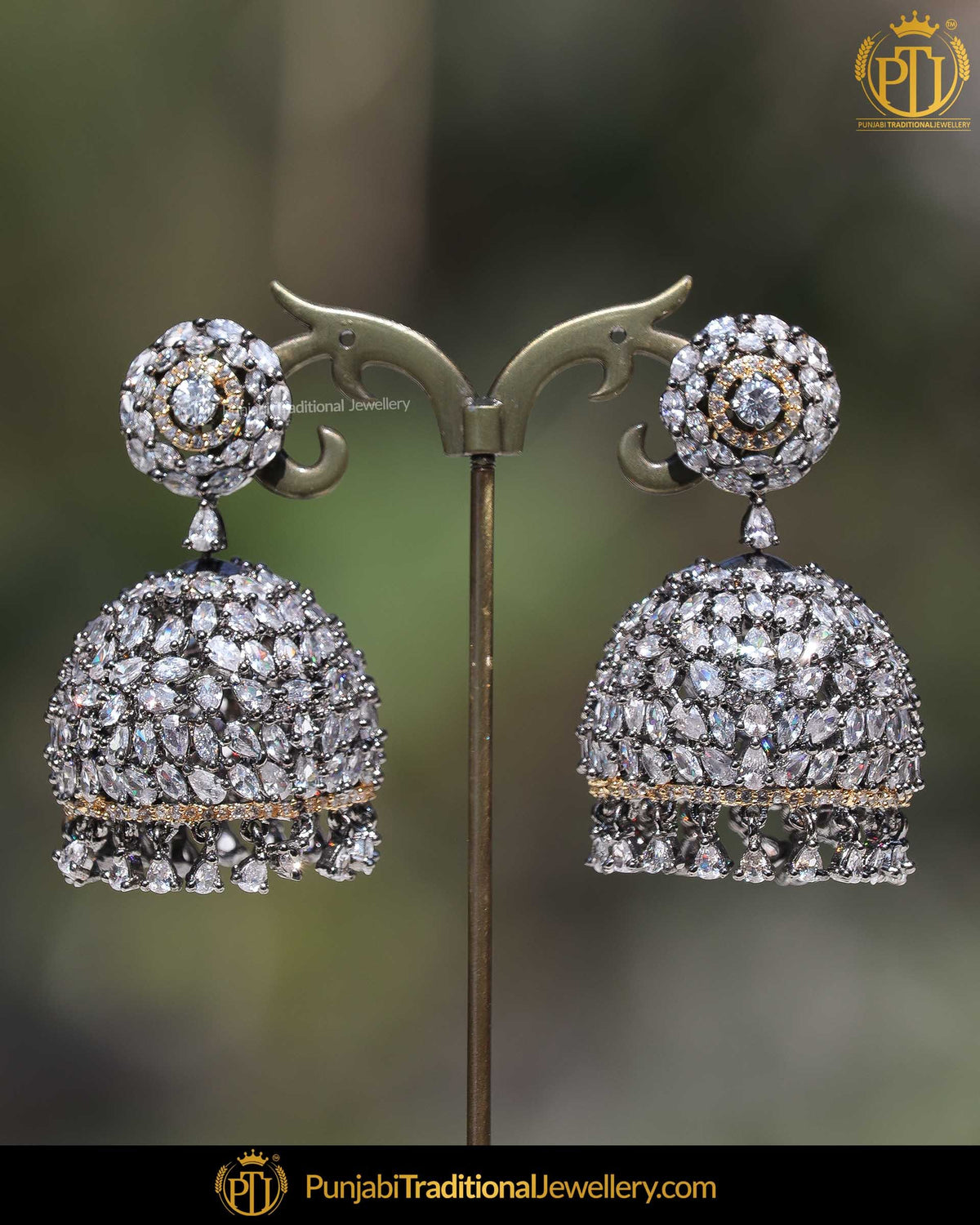 Gold Finsihed Blue Kundan Pearl Earrings | Punjabi Traditional Jewellery Exclusive