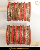 Gajri & Gold (For Both Hands) Glass Bangles Set | Punjabi Traditional Jewellery Exclusive