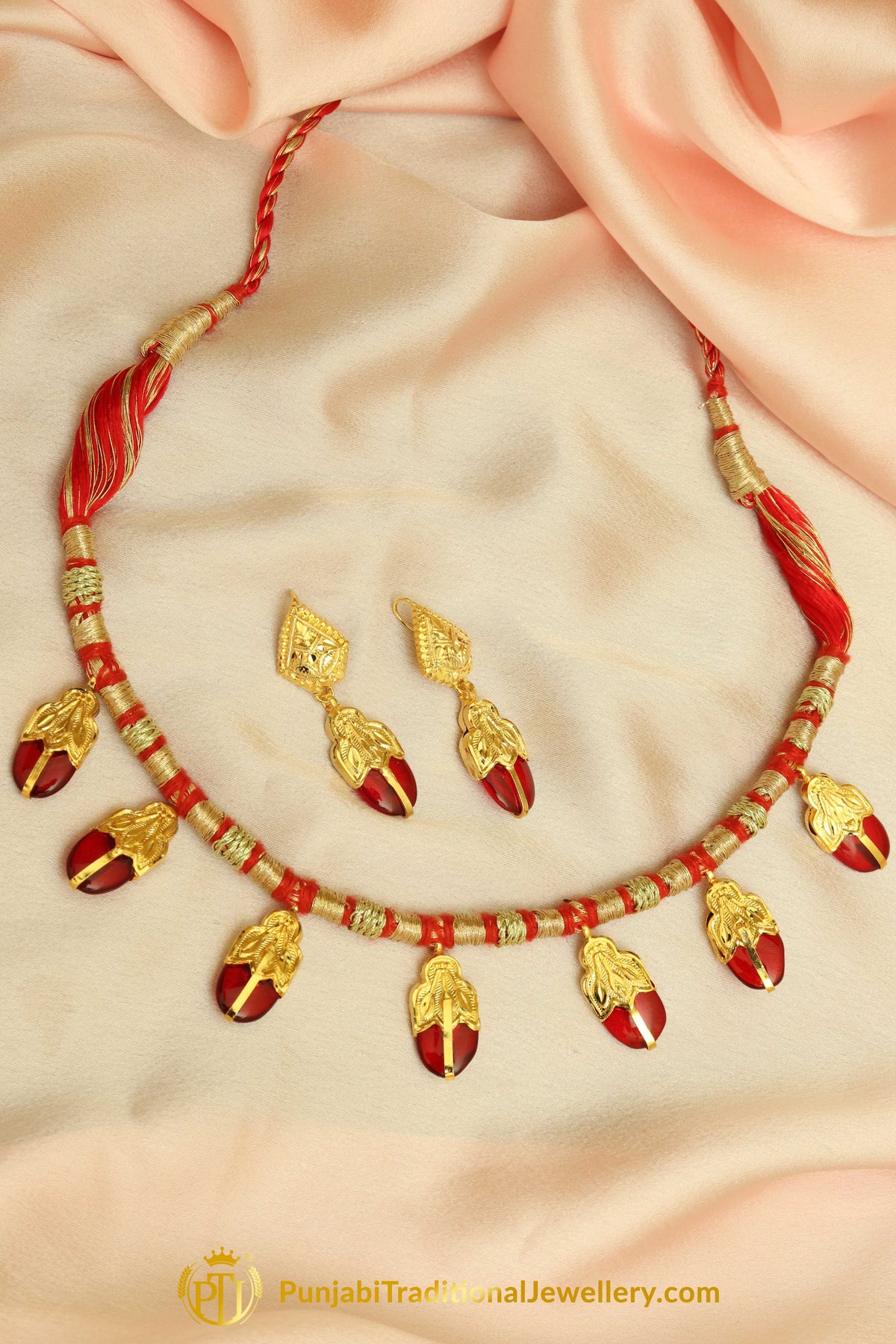 Inayah Rubby Daakh Necklace & Earrings | Punjabi Giddha Jewellery | Punjabi Traditional Jewellery Exclusive