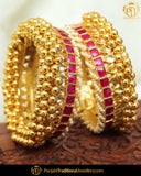 Gold Finished Rubby Kundan Pearl Karra Bangles (Pair)| Punjabi Traditional Jewellery Exclusive