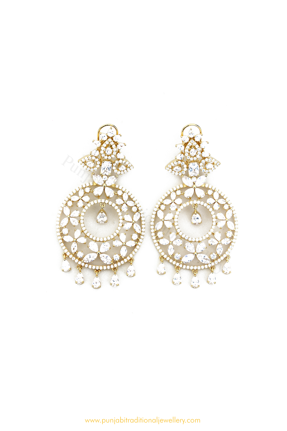 Gold Finished AD Earrings By  PTJ