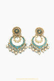 Gold Finished Firoza Kundan Earrings by PTJ