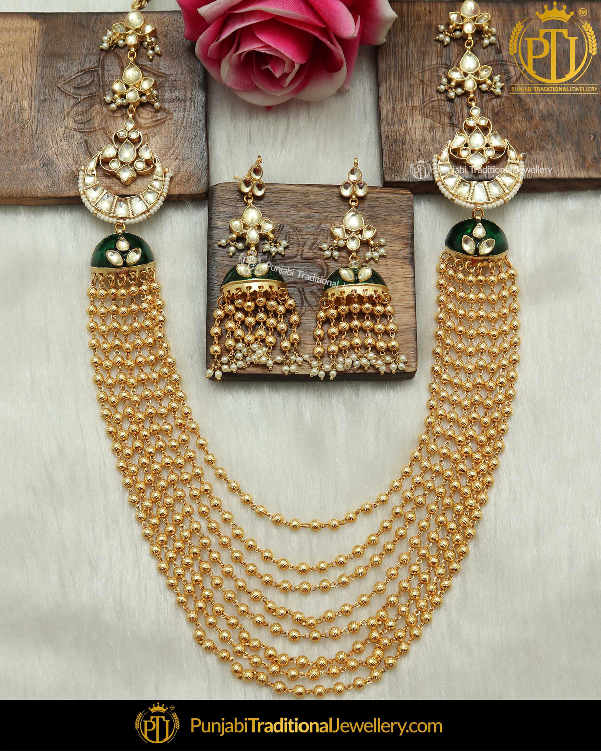 Gold Finished Long Kundan Chain Set | Punjabi Traditional Jewellery Exclusive