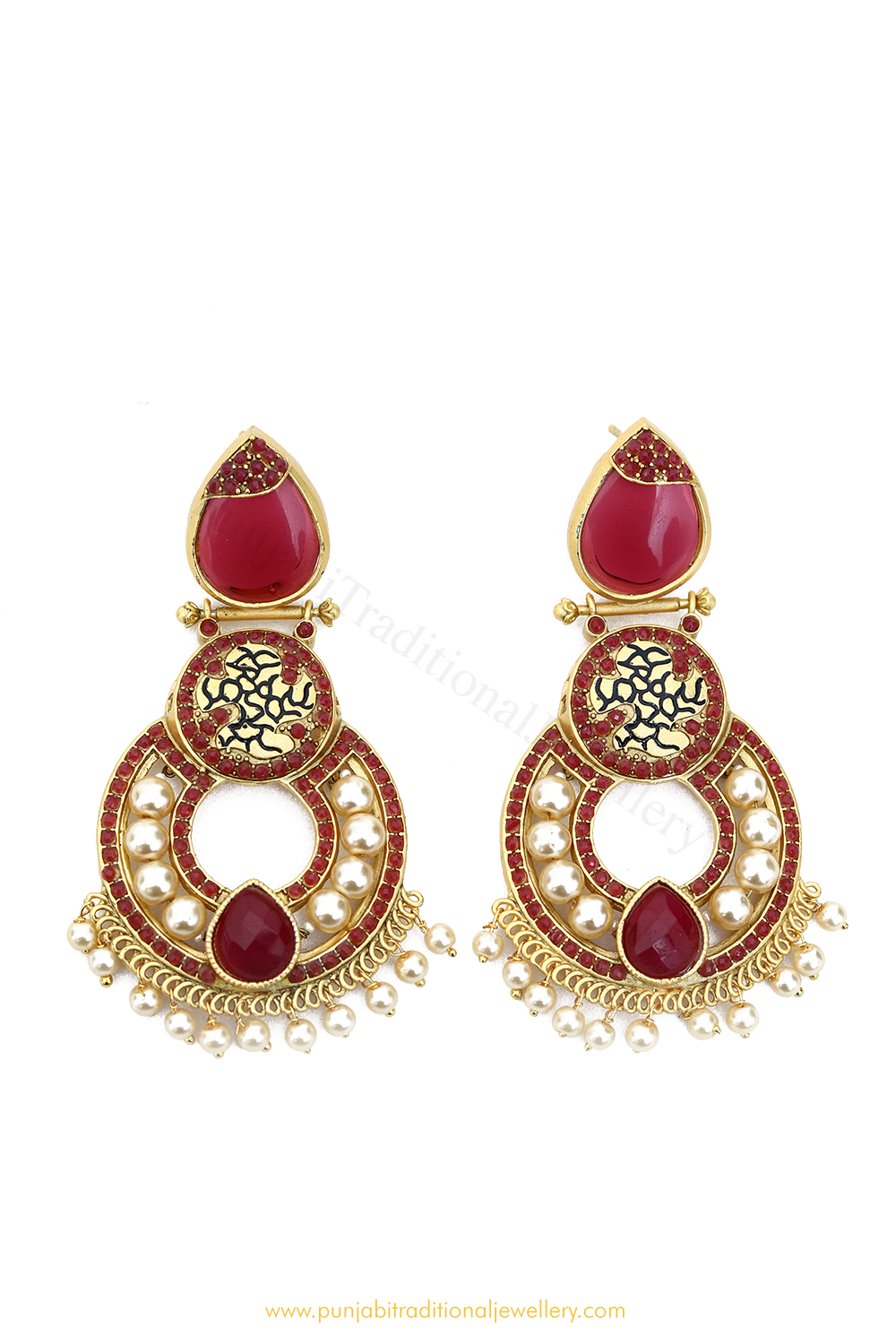 Gold Finished AD Bali Earrings By PTJ