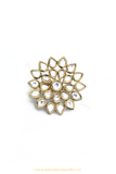 Gold Finished Navratan Kundan Ring By PTJ