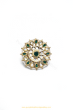 Gold Finished Emerald Kundan Ring By PTJ