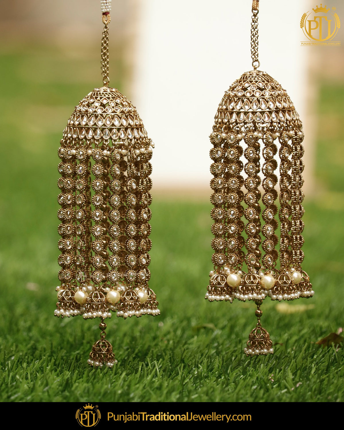Gold Finished Champagne Stone Pearl Bridal Kalira