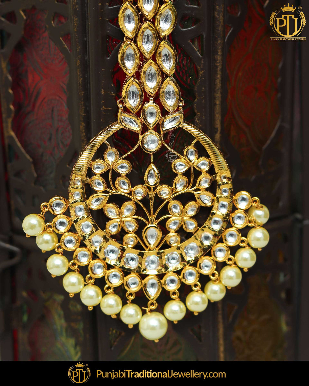 Gold Finished Kundan Pearl Tikka | Punjabi Traditional Jewellery Exclusive