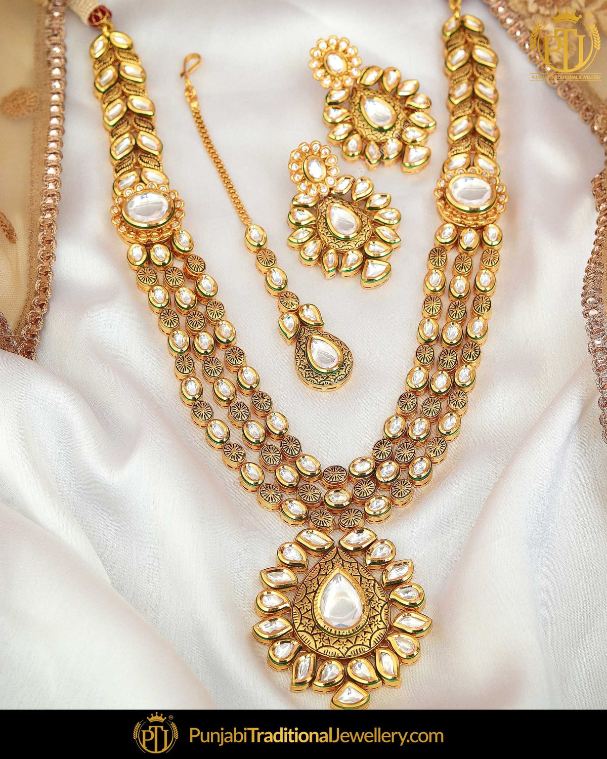 Antique Gold Finished Kundan Necklace Set | Punjabi Traditional Jewellery Exclusive