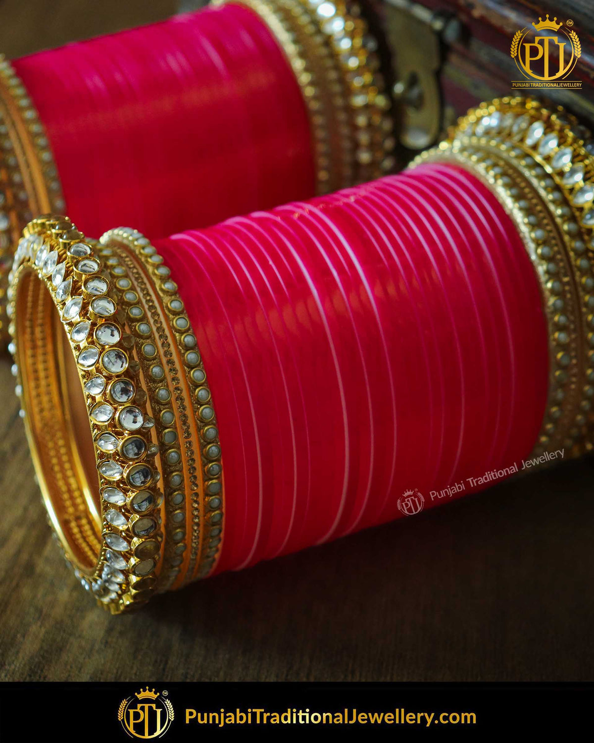 Pink Pearl Kundan Bridal Chura | Punjabi Traditional Jewellery Exclusive