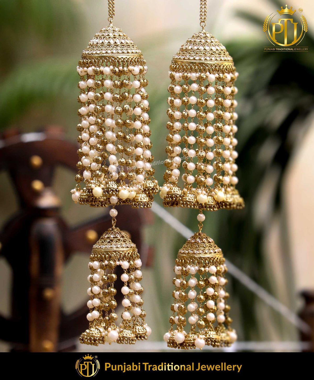 Gold Finished Champagne Stone Pearl Bridal Kalira | Punjabi Traditional Jewellery Exclusive
