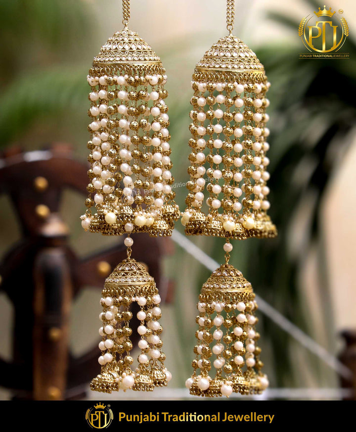 Gold Finished Champagne Stone Pearl Bridal Kalira | Punjabi Traditional Jewellery Exclusive
