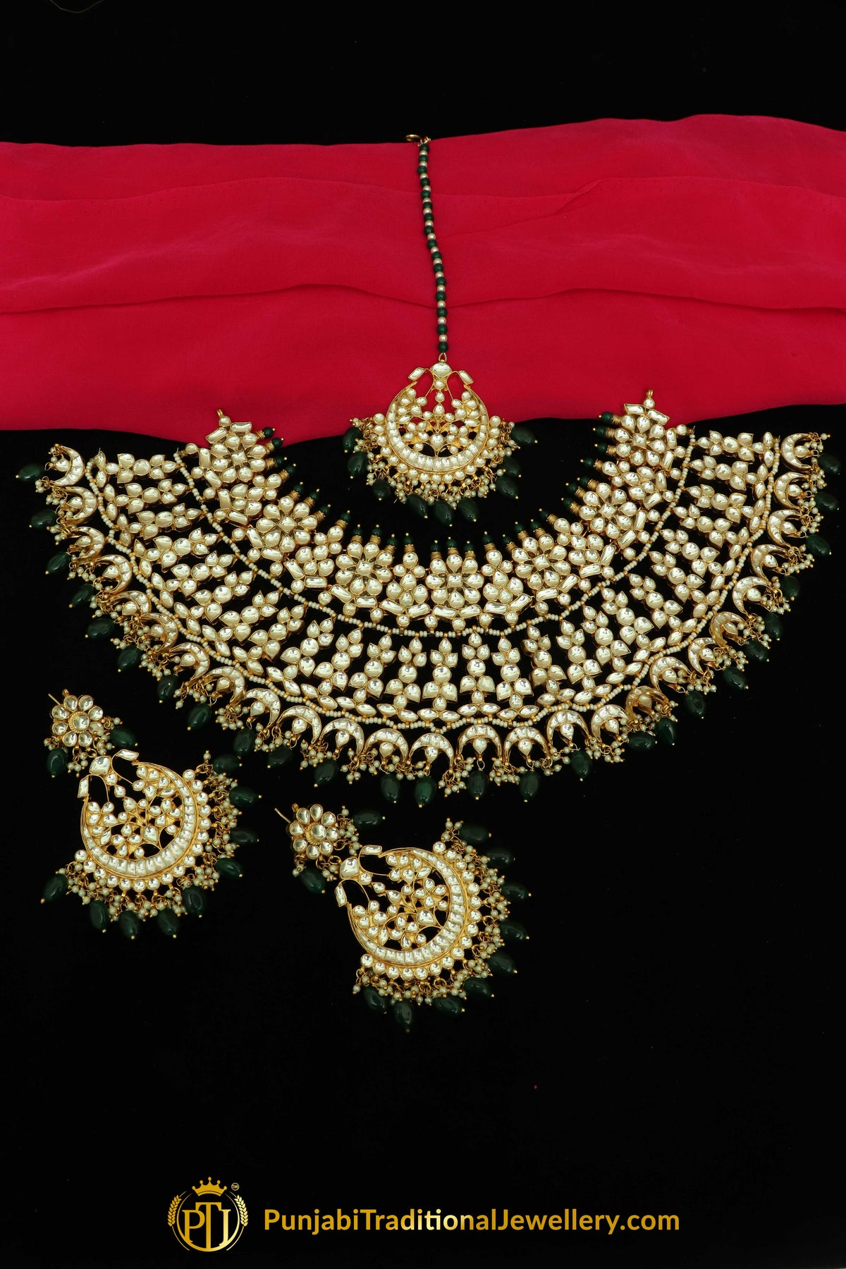 Chandni Emerald Kundan Choker & Earring Set | Punjabi Traditional Jewellery Exclusive
