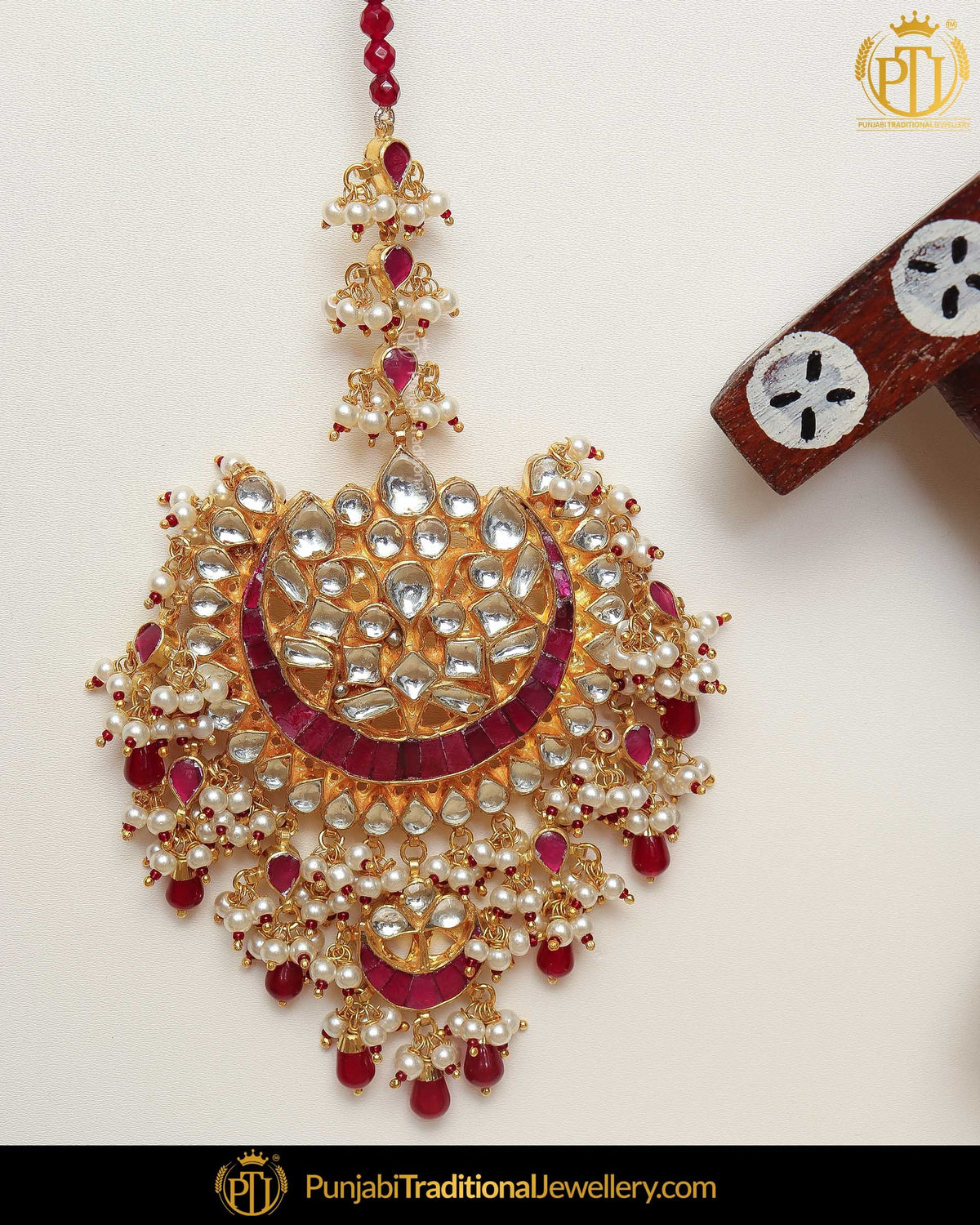 Gold Finished Rubby Kundan Tikka | Punjabi Traditional Jewellery Exclusive
