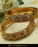 Lama Gold Finished Openable Karra Bangles (Pair)| Punjabi Traditional Jewellery Exclusive