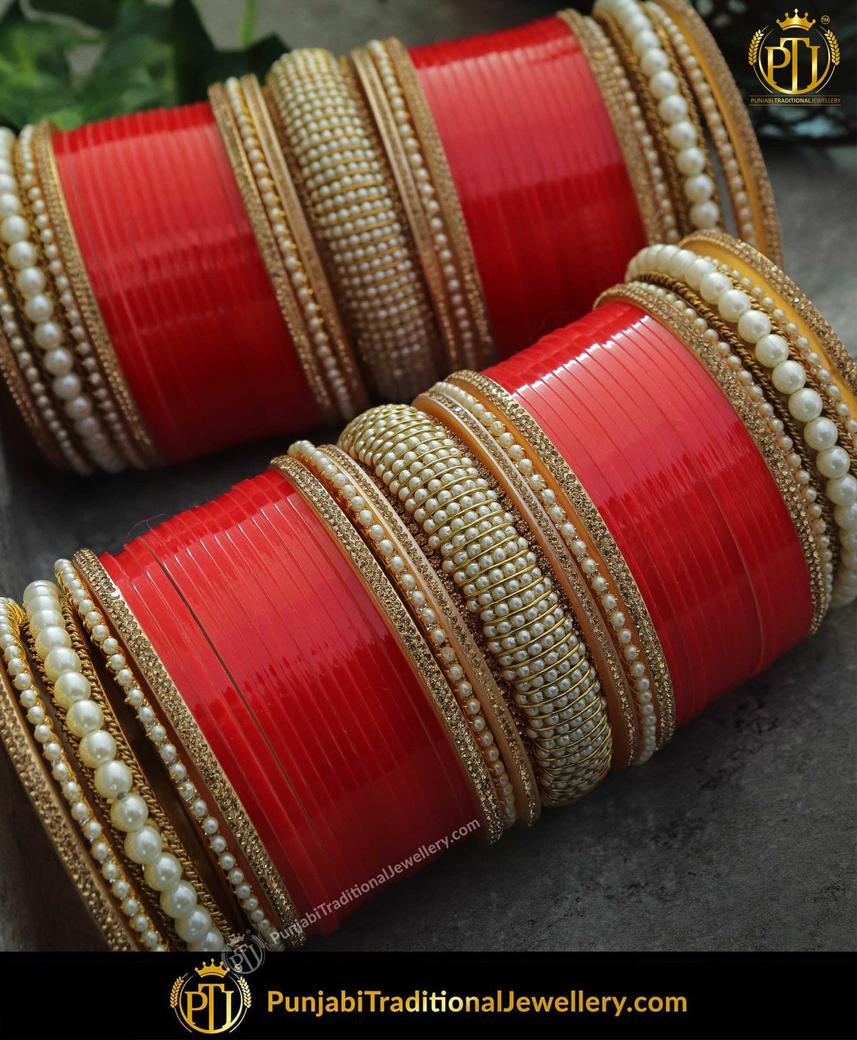 Red Pearl Bridal Chura | Punjabi Traditional Jewellery Exclusive