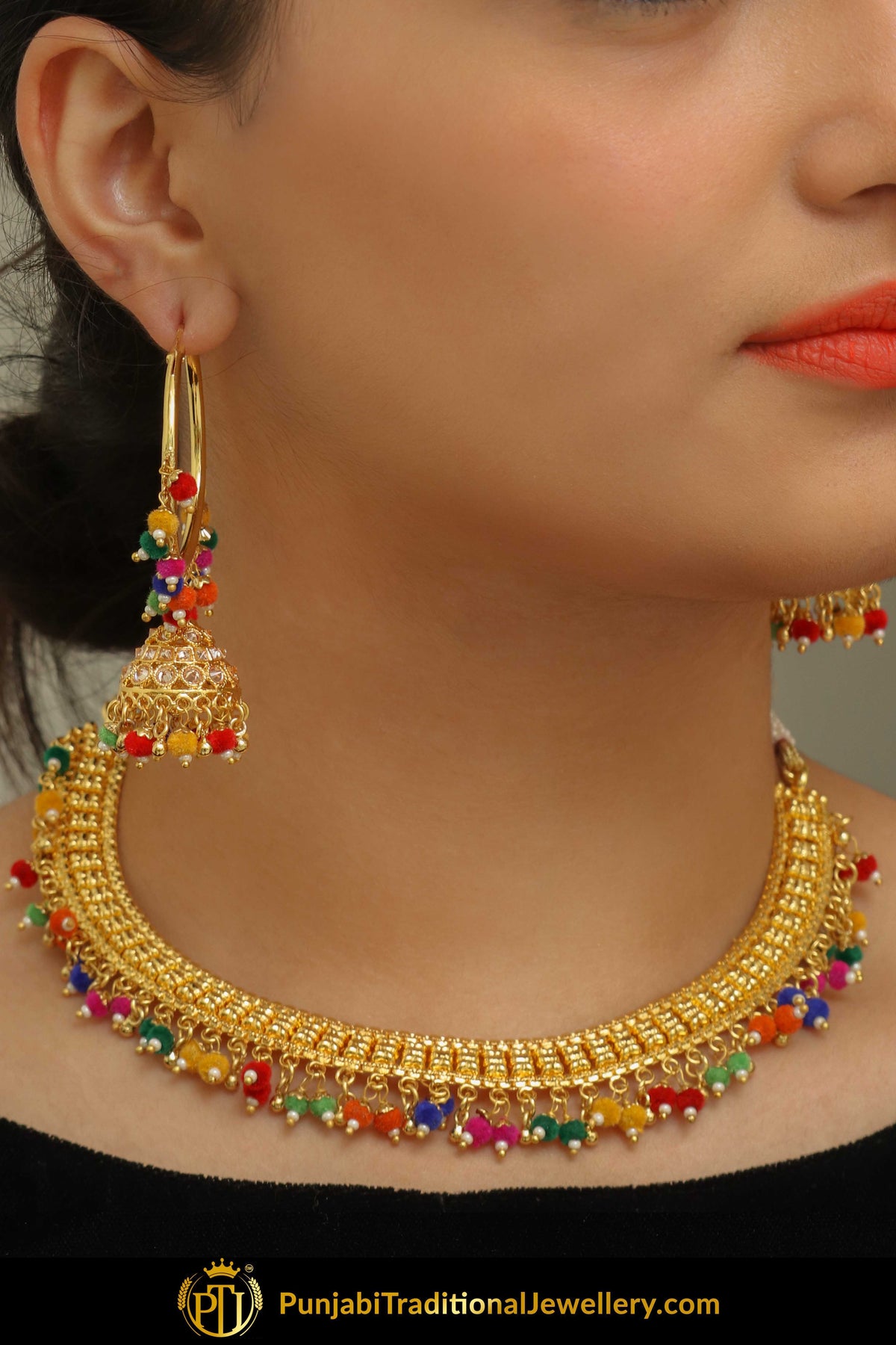 Inas Navratan Necklace & Earrings | Punjabi Giddha Jewellery | Punjabi Traditional Jewellery Exclusive