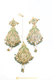 Gold Finished Earrings & Tikka Set by PTJ