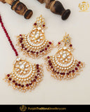 Gold Finished Rubby Kundan Earrring Tikka Set | Punjabi Traditional Jewellery Exclusive