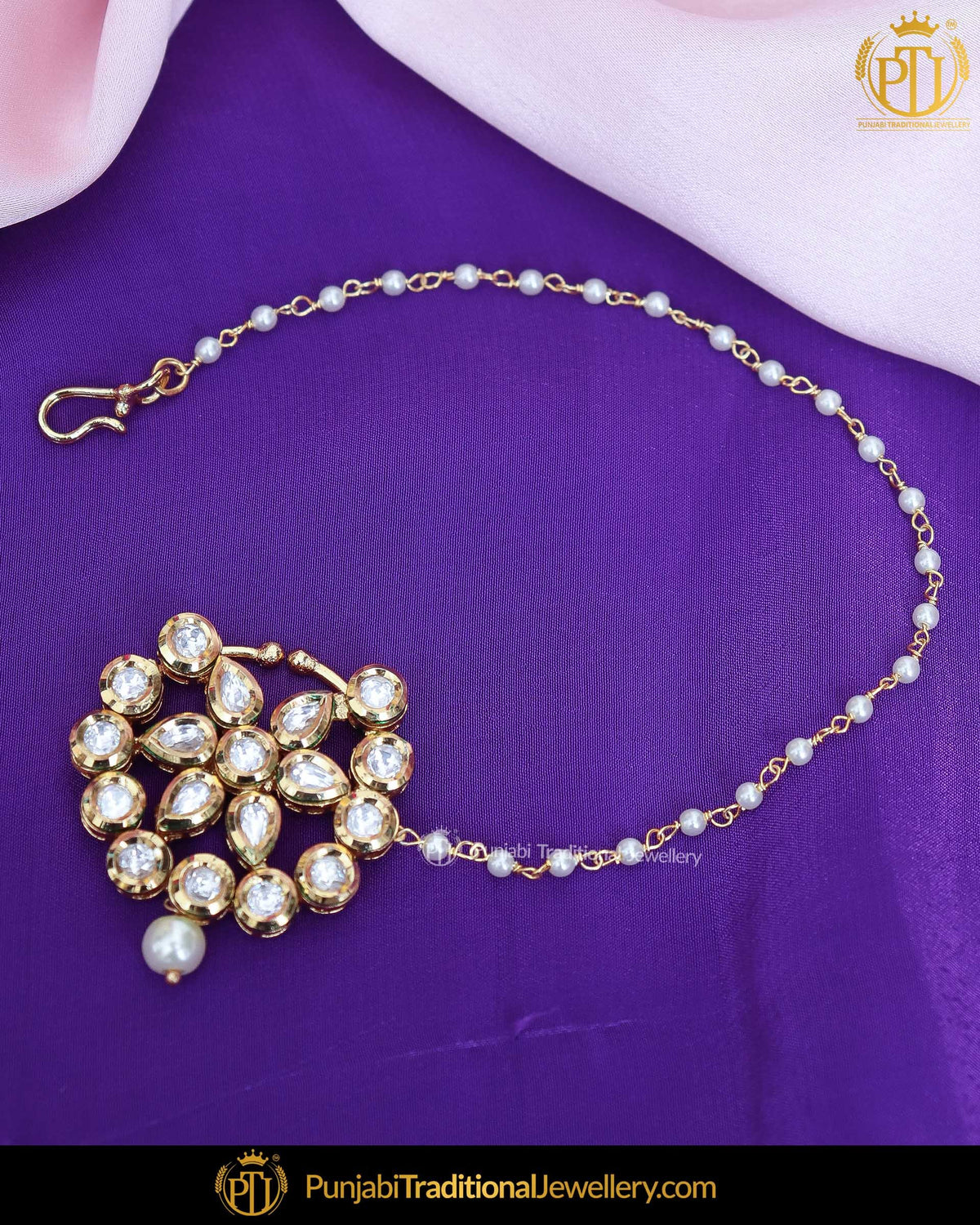 Gold Finished Kundan Pearl Nath | Punjabi Traditional Jewellery Exclusive