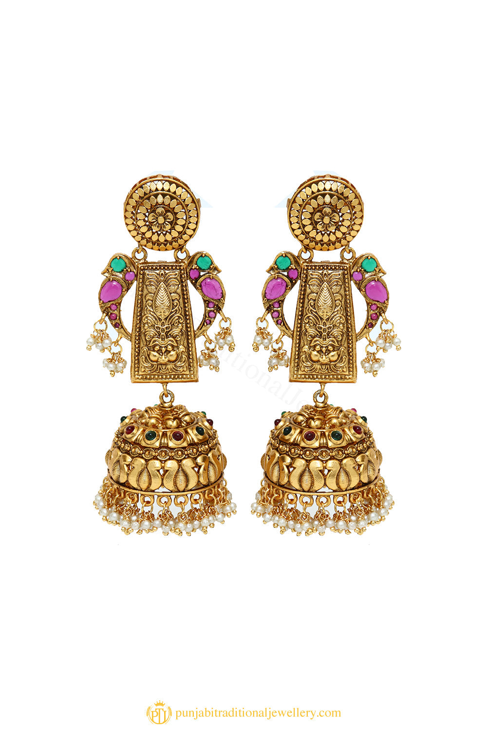 Gold Finished Earrings by PTJ