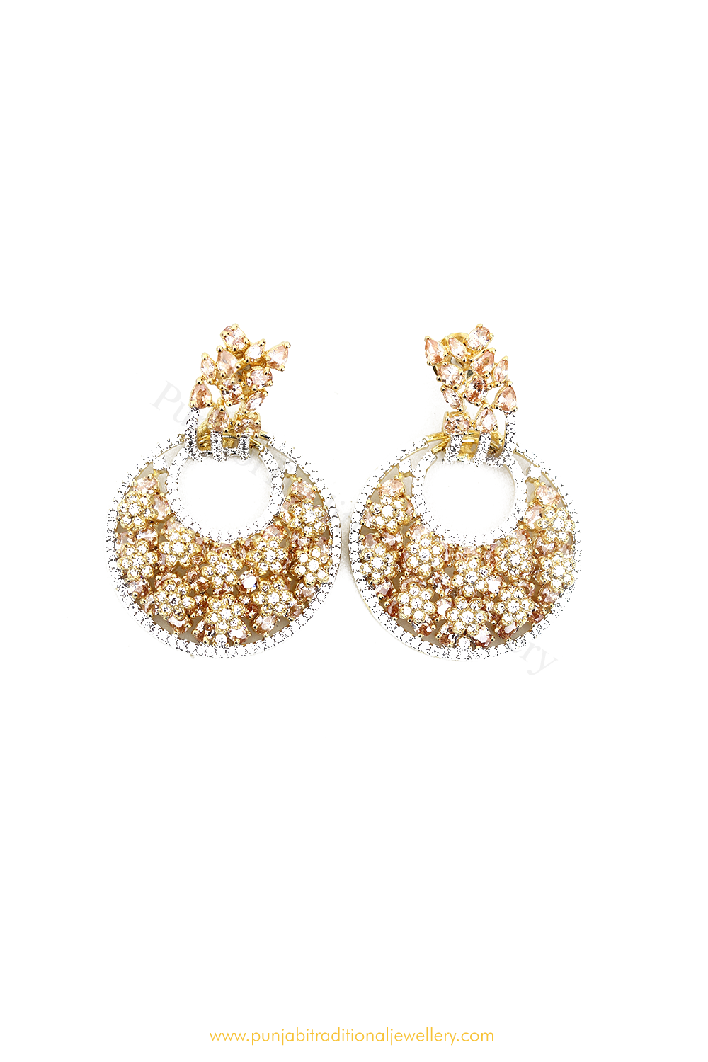 Gold Finished AD Earrings By PTJ