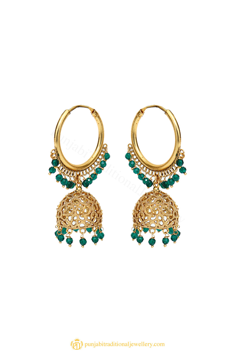 Gold Plated Punjabi Jadau Jhumka Earrings in Silver ER 387