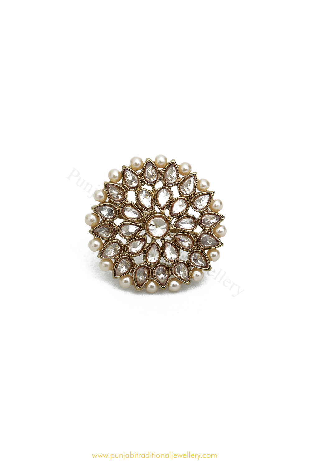 Antique Gold Finished Champagne Stone Ring By PTJ