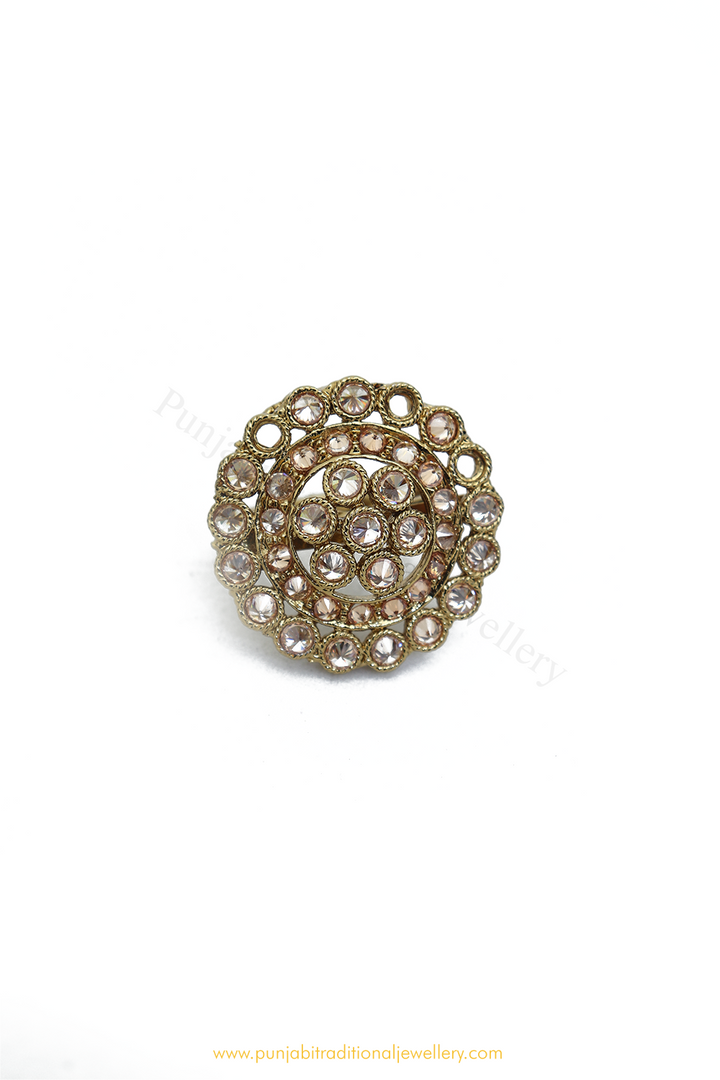Antique Gold Finished Champagne Stone Ring By PTJ