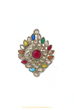 Gold Finished Navratan Kundan Ring By PTJ