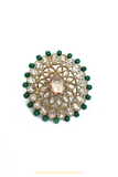 Antique Gold Finished Emerald Champagne Stone Ring By PTJ
